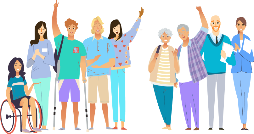 grupa uśmiechniętych osób